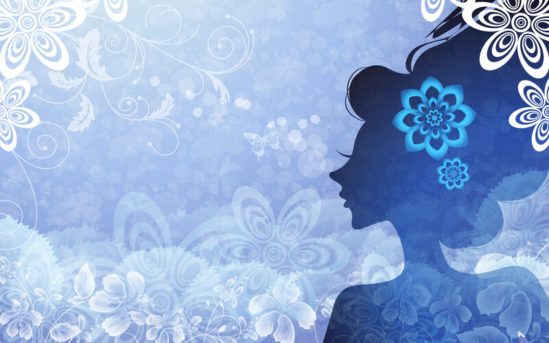 Silhouette of Woman — Blue, Serene, Digital Art