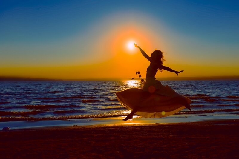 Silhouette of Woman Dancing — Blue, Dramatic