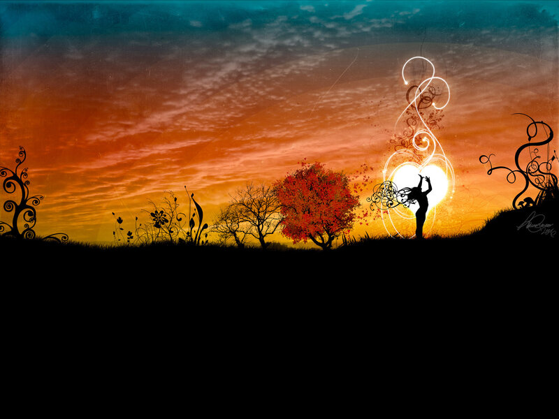 Silhouette of Woman Dancing — Orange, Dramatic