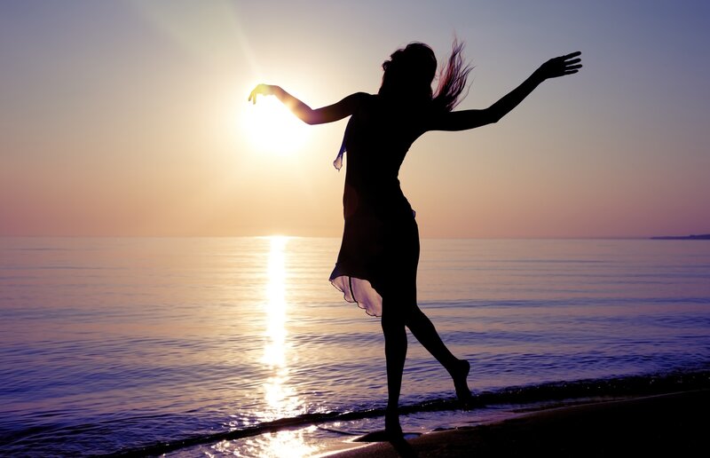 Silhouette of Woman Dancing — Purple, Serene