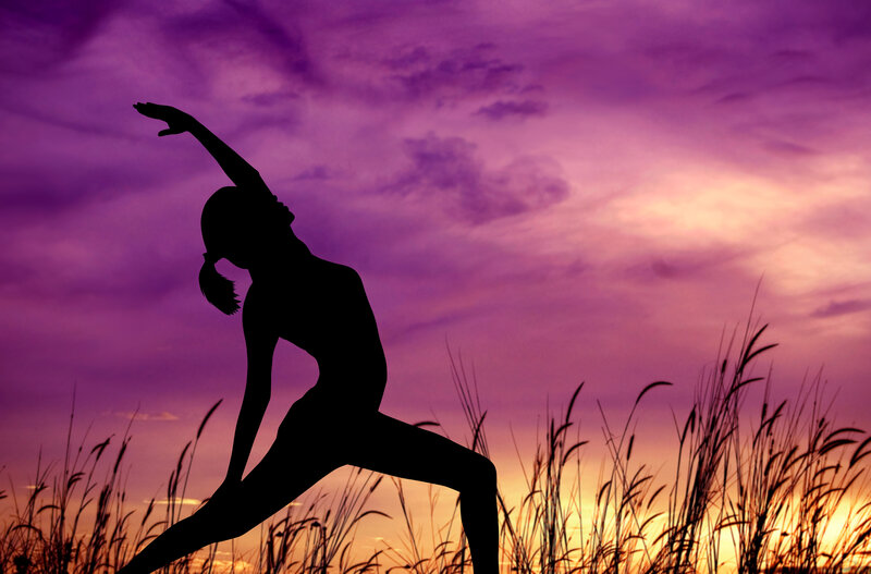 Silhouette of Woman Doing Yoga — Purple