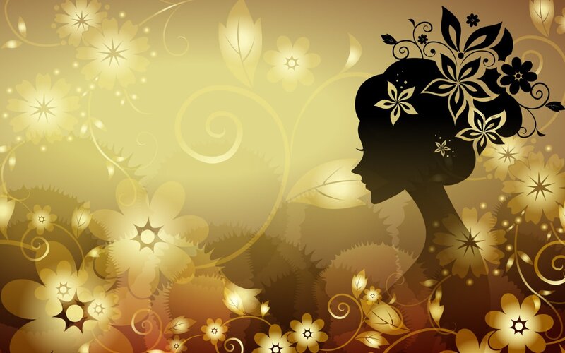 Silhouette of Woman — Gold, Elegant, Vector Art