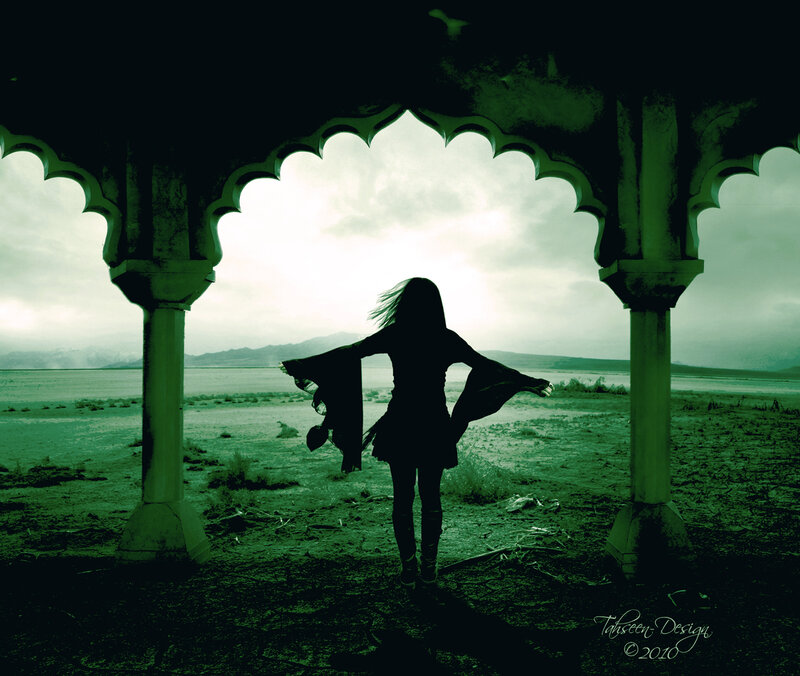 Silhouette of Woman — Green, Dramatic