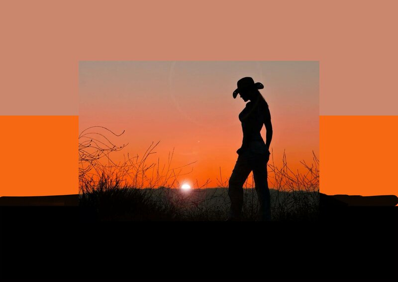Silhouette of Woman in Cowboy Hat — Orange, Dramatic