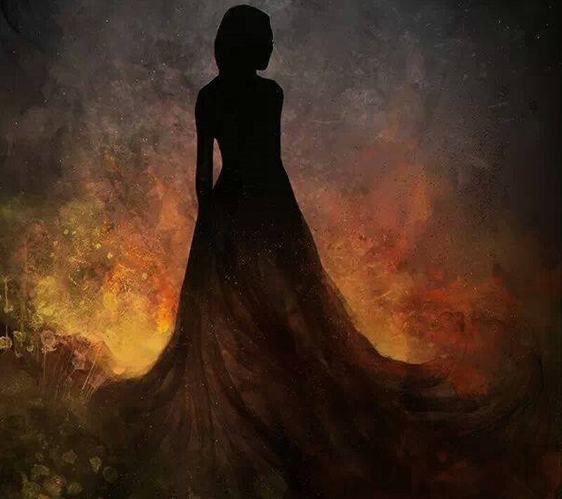 Silhouette of Woman in Dress — Black, Dramatic
