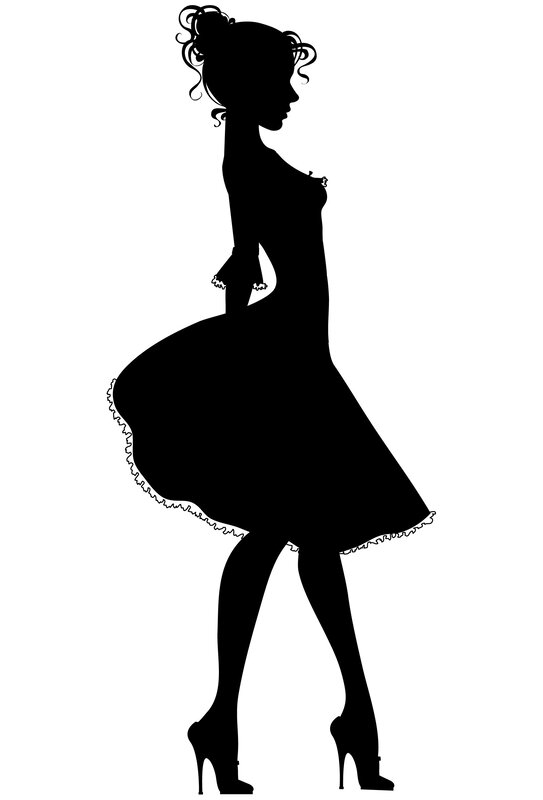 Silhouette of Woman in Dress — Black, Elegant