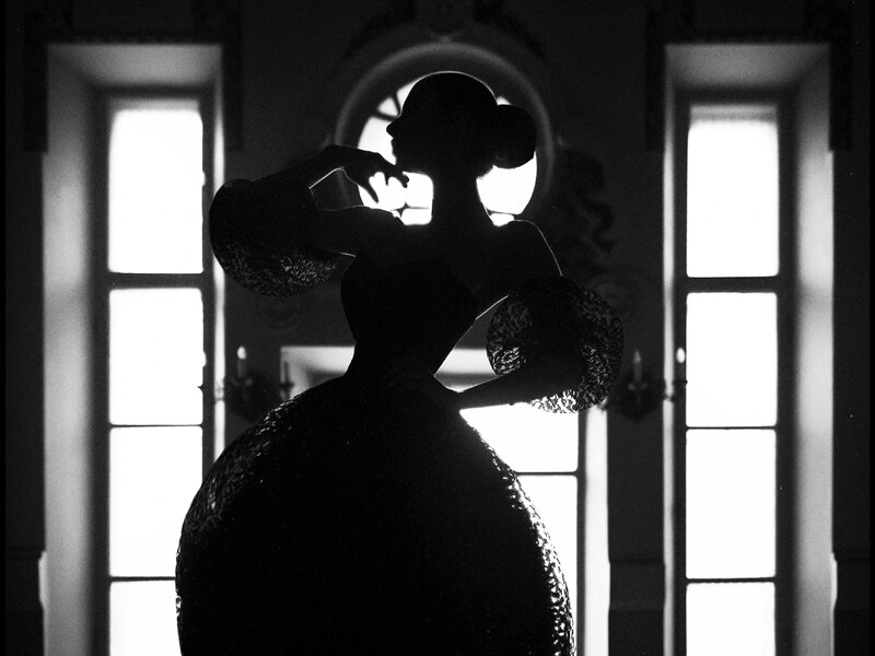 Silhouette of Woman in Dress — Black