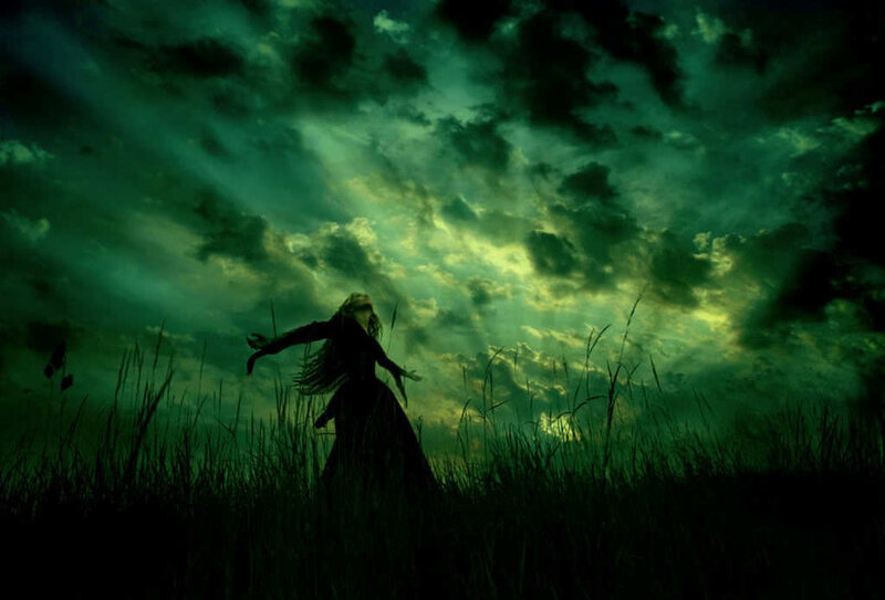 Silhouette of Woman in Field — Green