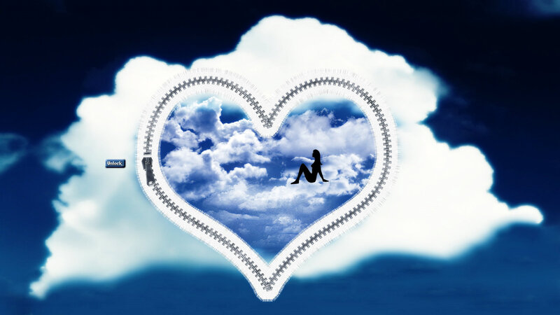 Silhouette of Woman in Heart — Blue