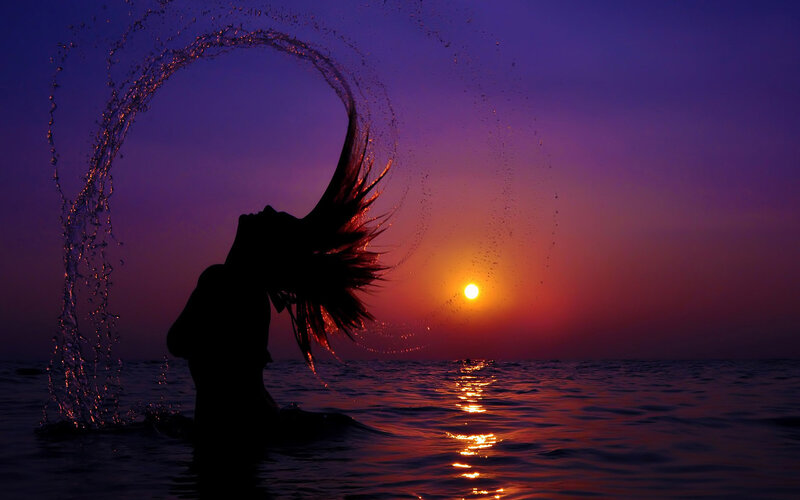 Silhouette of Woman in Water — Purple