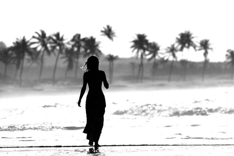 Silhouette of Woman on Beach — Black