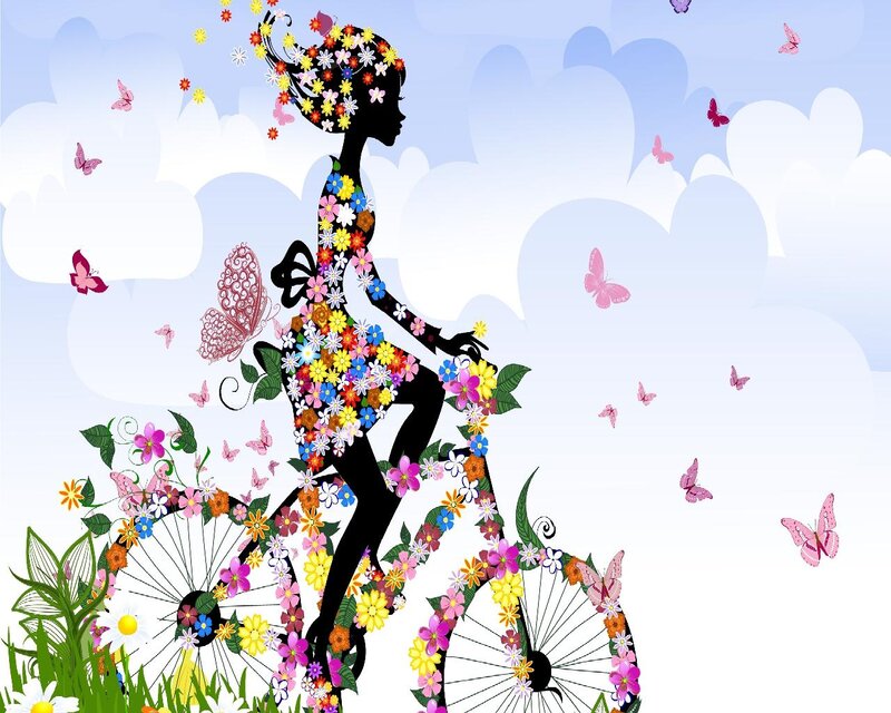 Silhouette of Woman on Bike