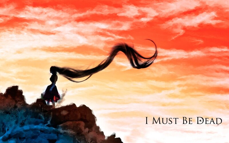 Silhouette of Woman on Cliff — Red, Dramatic