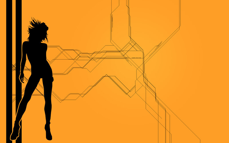 silhouette of woman on orange background