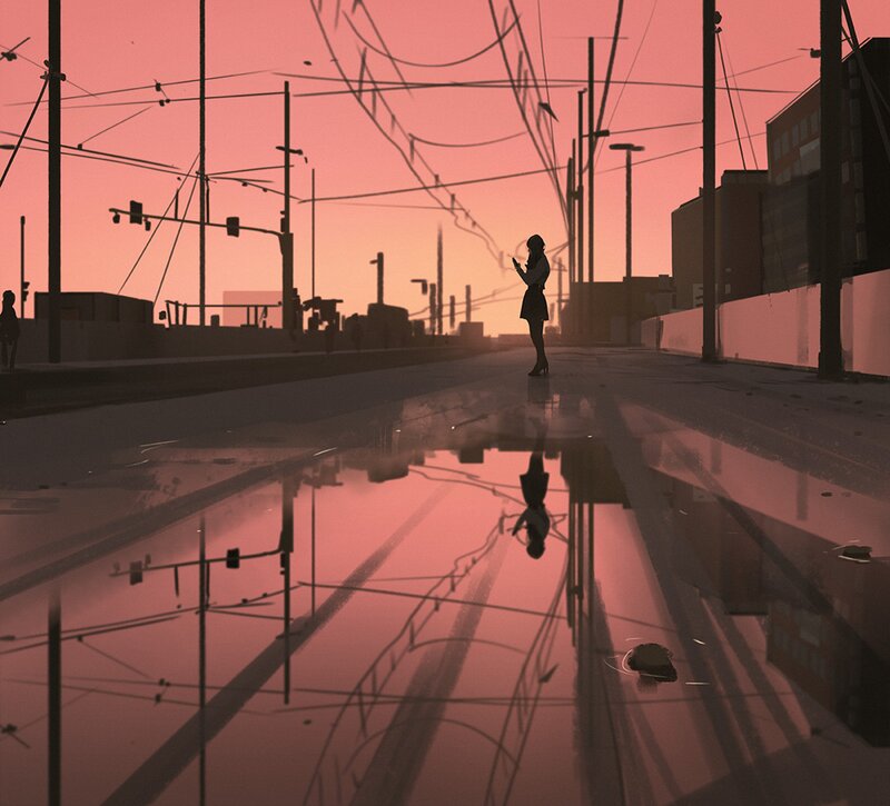 Silhouette of Woman on Street