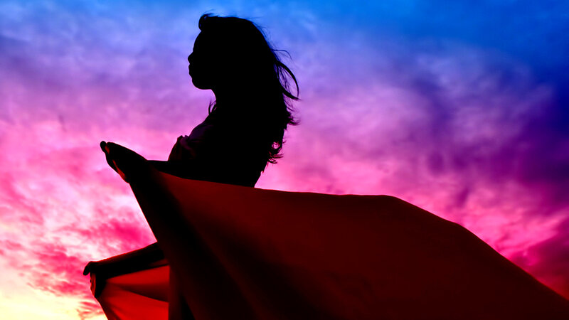 Silhouette of Woman — Pink, Dramatic