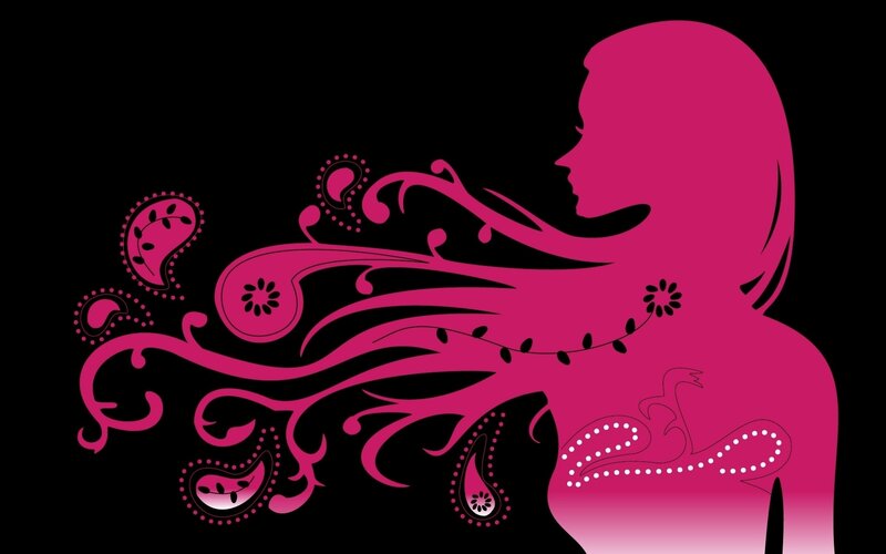 Silhouette of Woman — Pink, Dramatic, Vector Art