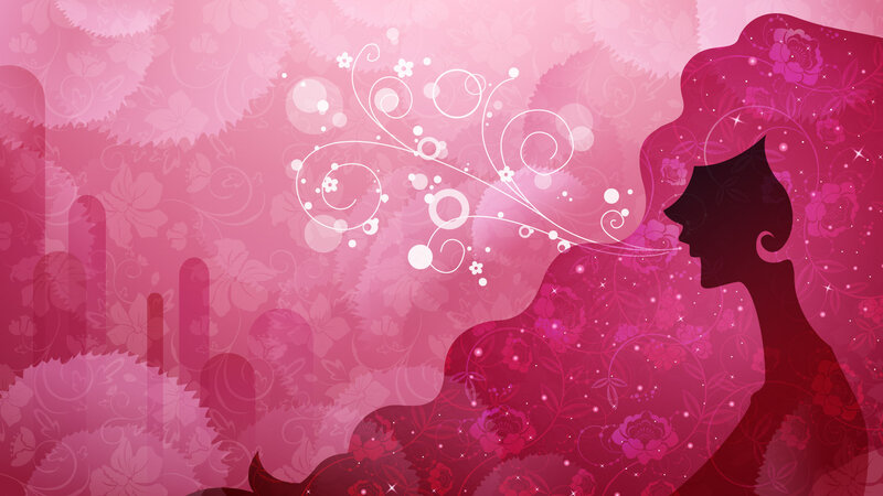 Silhouette of Woman — Pink, Dreamy, Digital Art