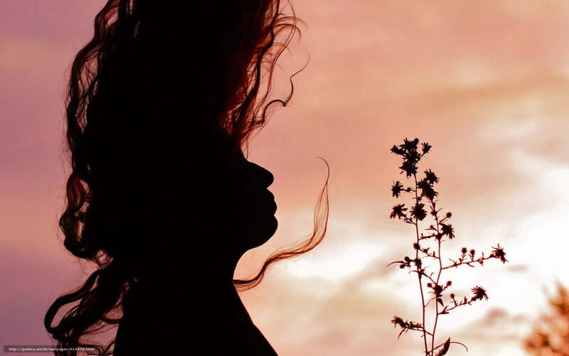 Silhouette of Woman — Pink, Serene, Sunset