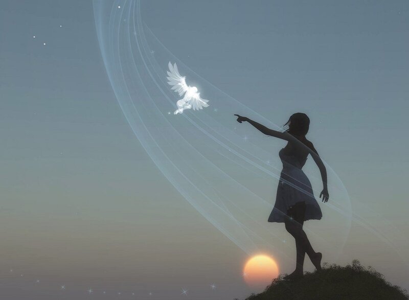 Silhouette of Woman Pointing