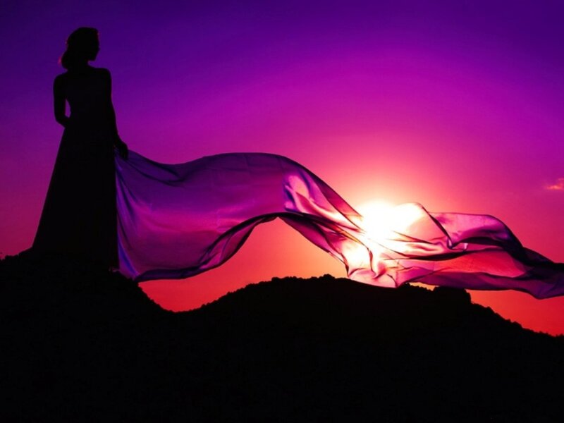 Silhouette of Woman — Purple, Dramatic