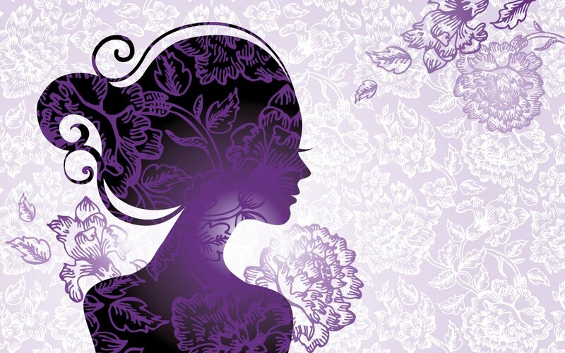 Silhouette of Woman — Purple, Elegant, Vector Art