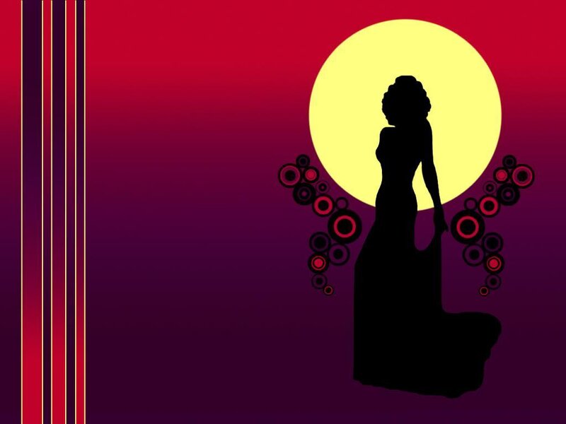 Silhouette of Woman — Red, Dramatic, Sunset, Vector Art