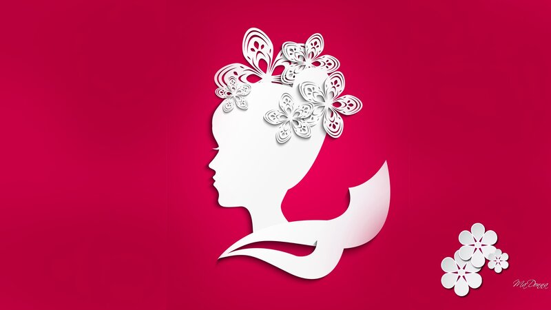 Silhouette of Woman — Red, Elegant, Illustration
