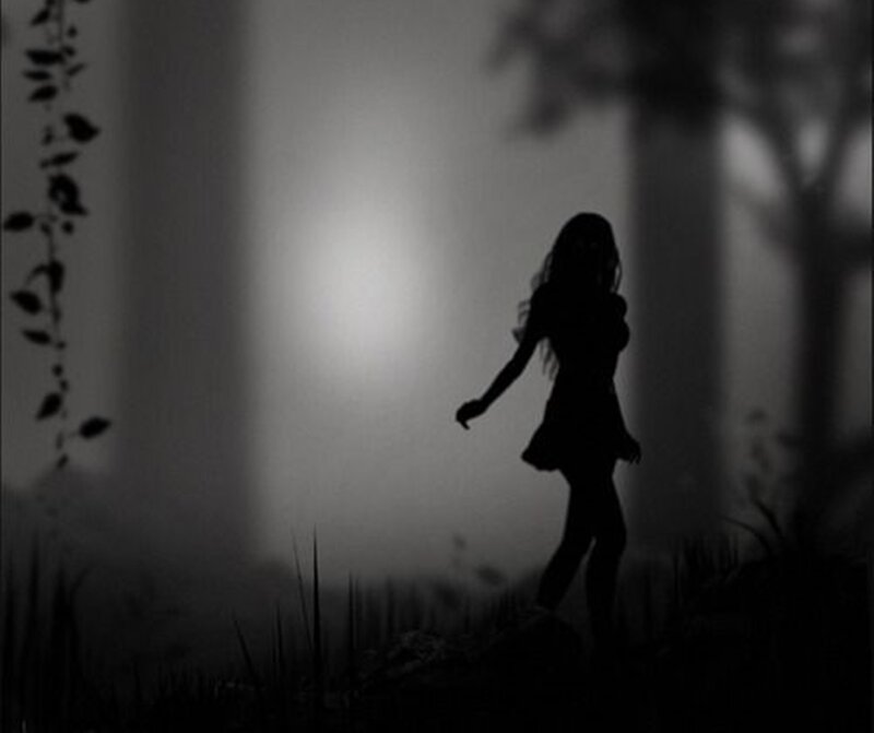 Silhouette of Woman Walking — Black, Mysterious, Night