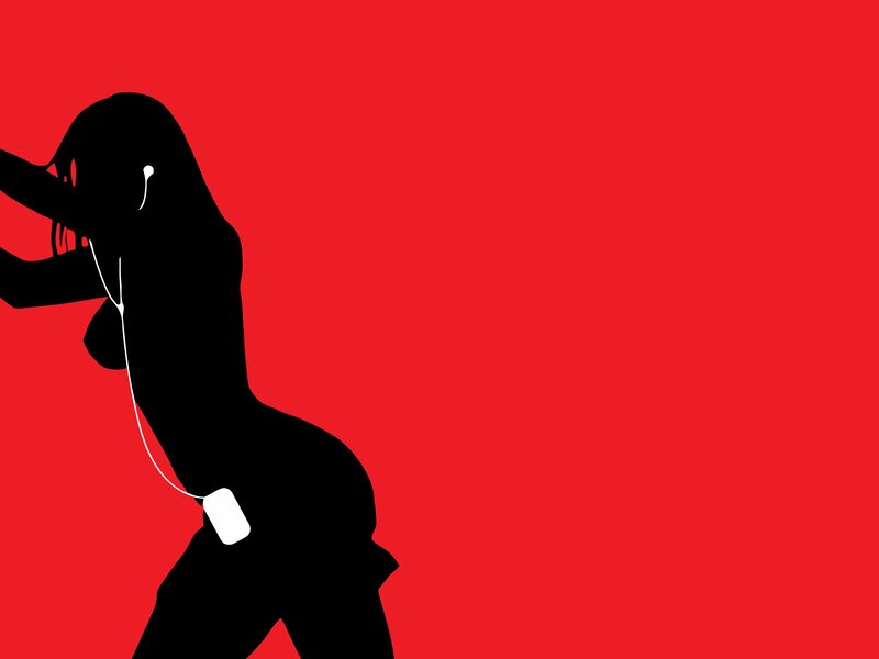 silhouette of woman with earphones
