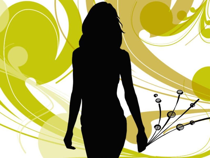 silhouette of woman with floral background