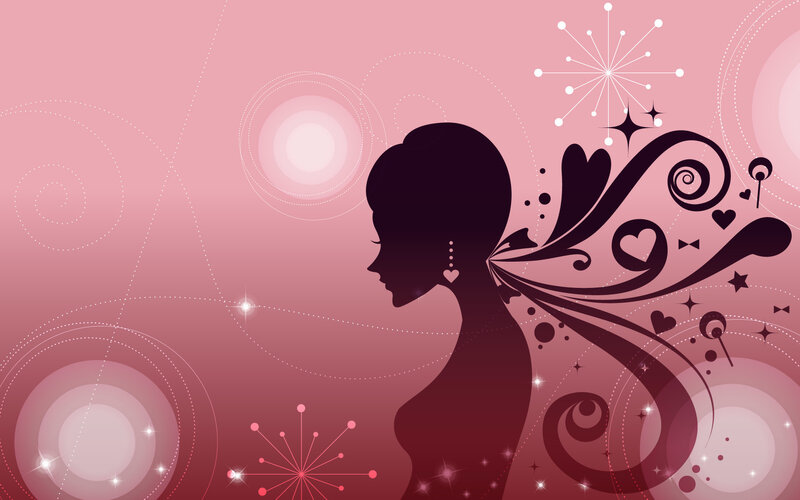 silhouette of woman with floral design