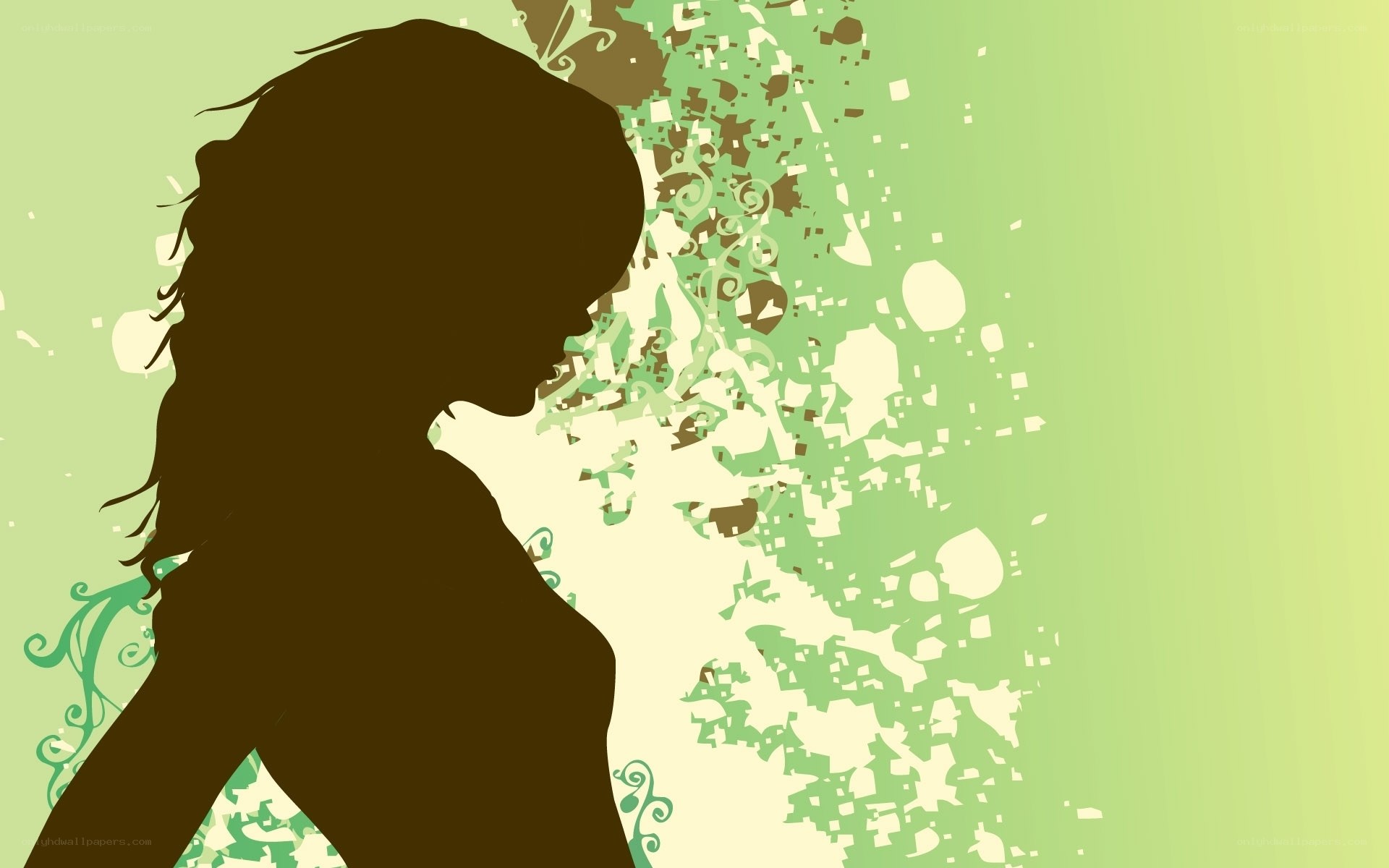 silhouette of woman with floral design