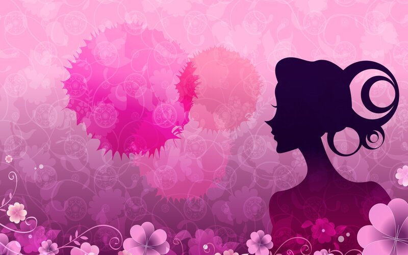 silhouette of woman with flowers