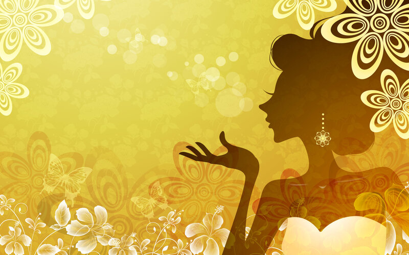 silhouette of woman with flowers