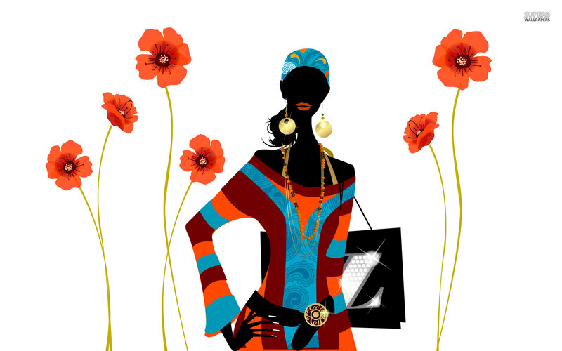Silhouette of Woman with Flowers — Orange