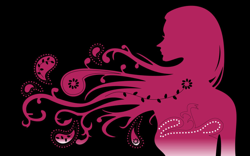 silhouette of woman with flowing hair