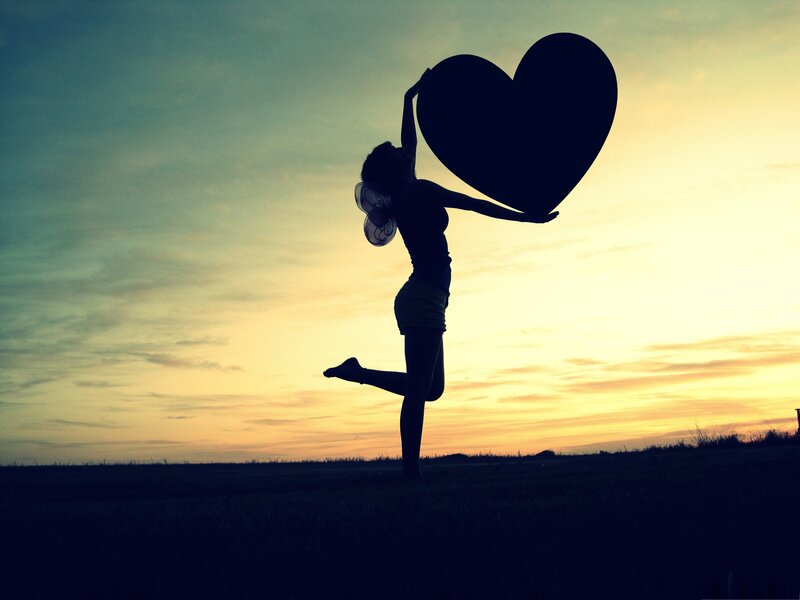 Silhouette of Woman with Heart — Yellow
