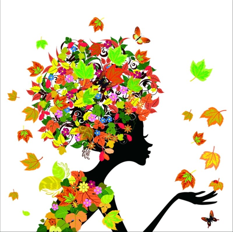 Silhouette of Woman with Leaves