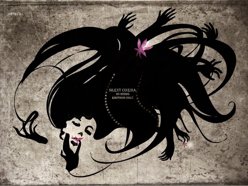 Silhouette of Woman with Long Hair — Black