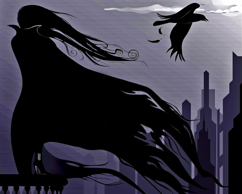 Silhouette of Woman with Long Hair