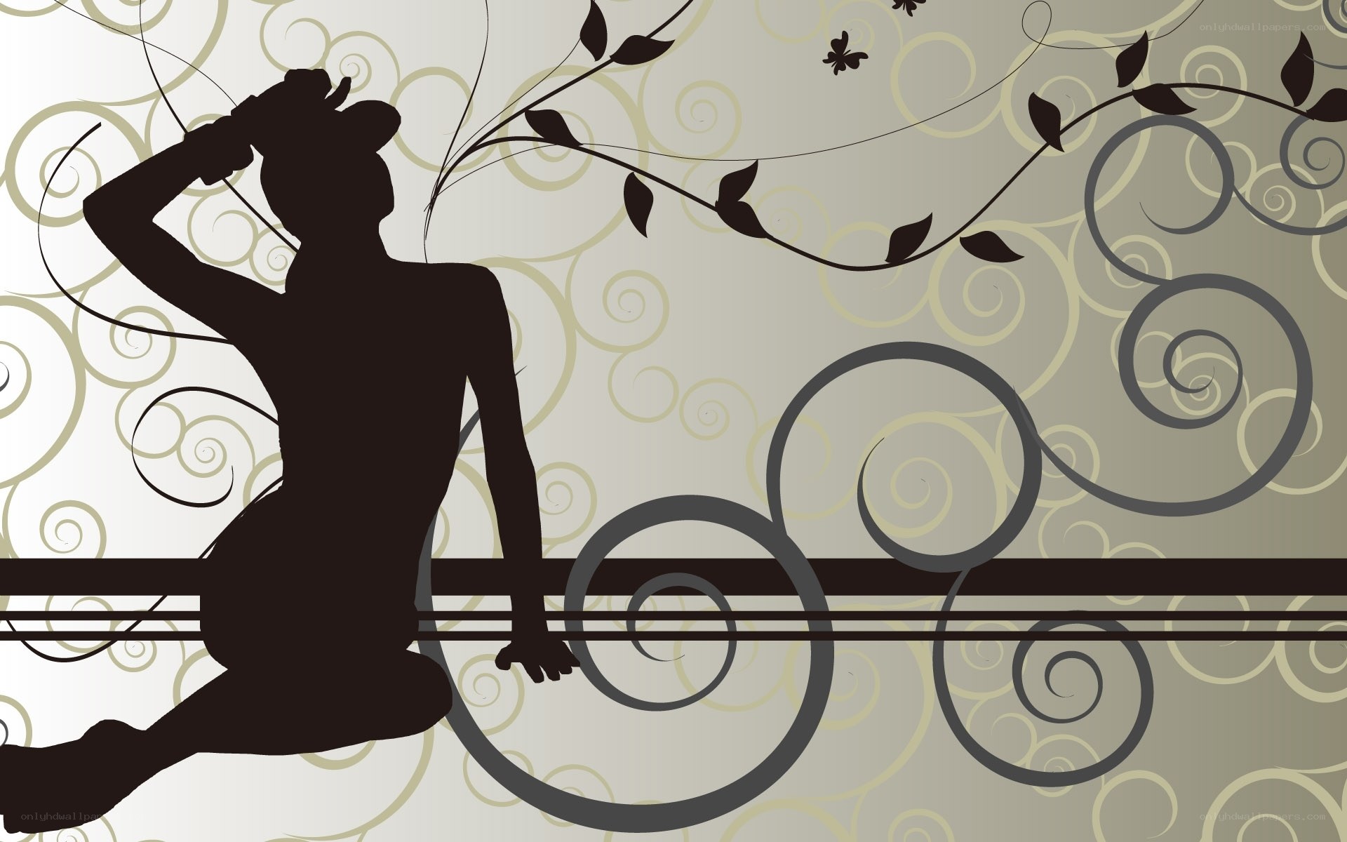 silhouette of woman with vines