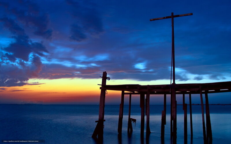 Silhouette of Wooden Pier — Blue, Dramatic