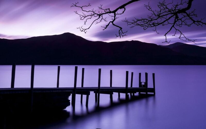 Silhouette of Wooden Pier — Purple