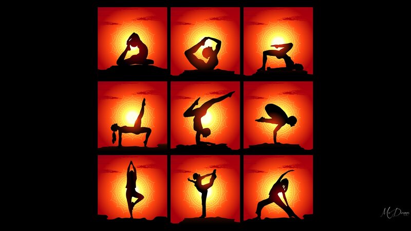 Silhouette of Yoga Poses