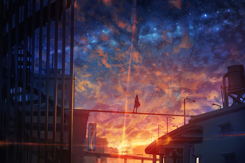 Silhouette on a Beam — Blue
