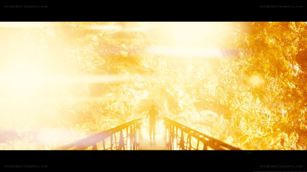 silhouette on a bridge in light