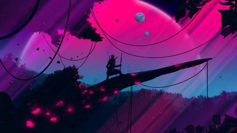Silhouette on a Bridge — Pink
