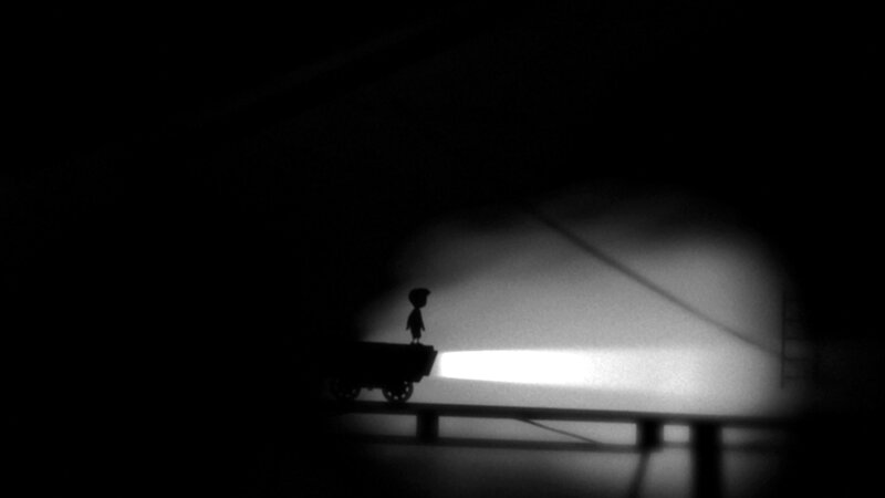silhouette on a cart in darkness