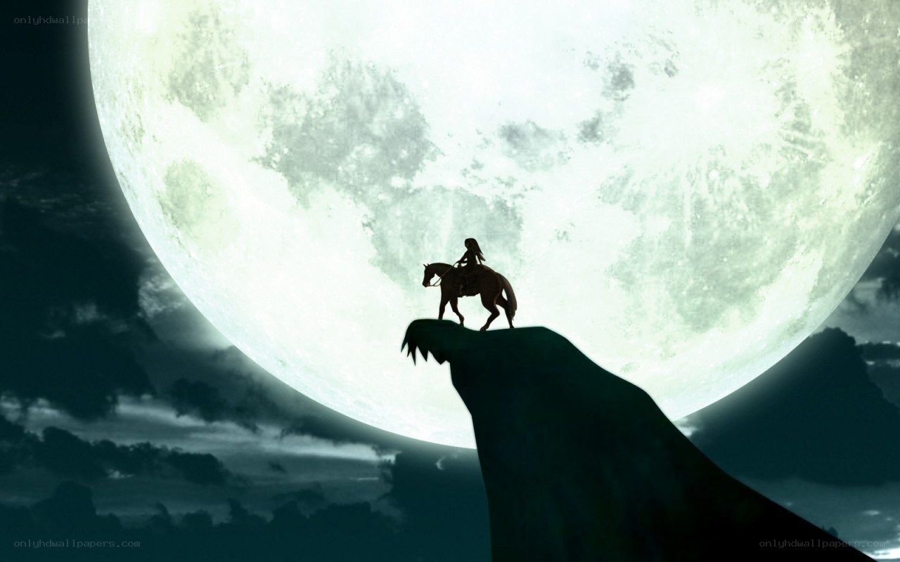 silhouette on a cliff at night